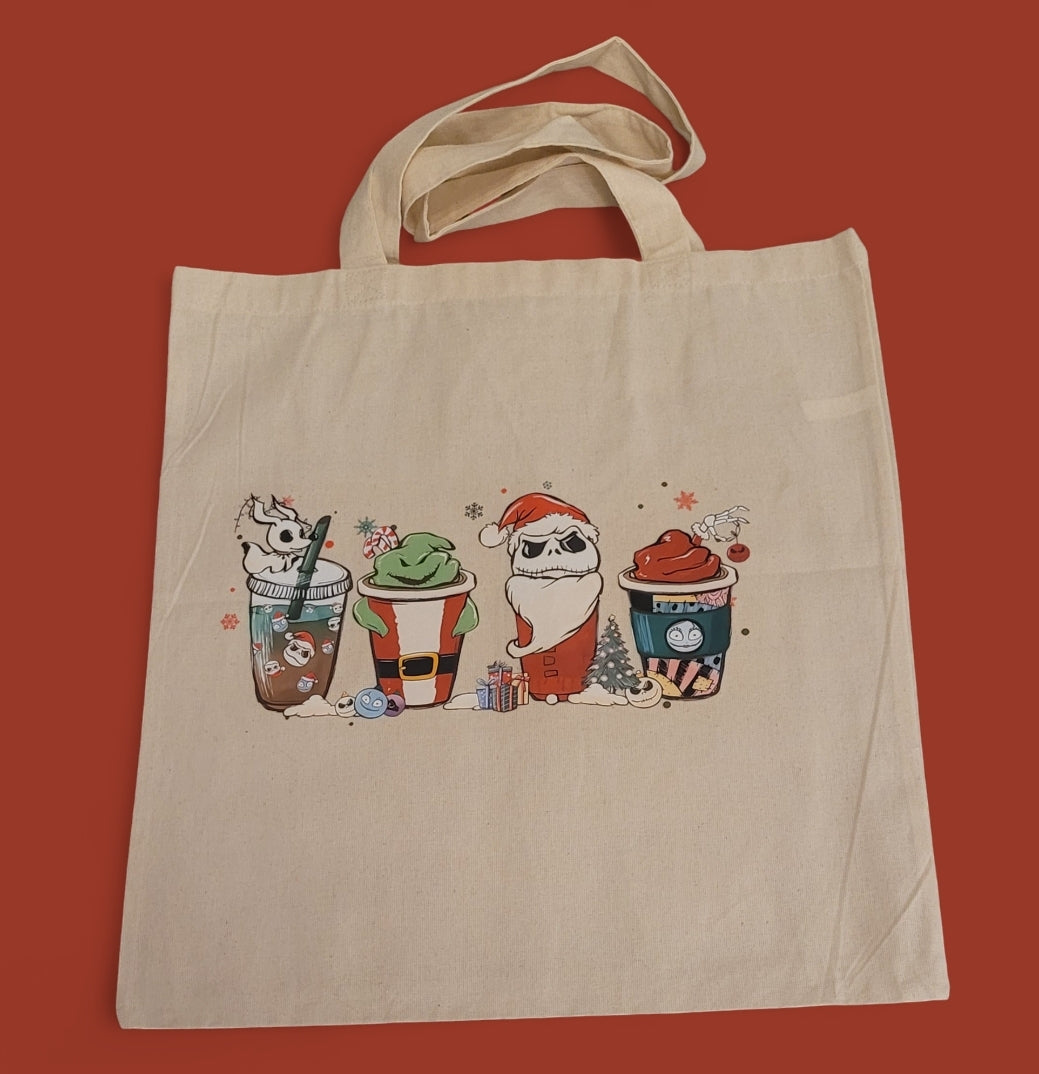 Nightmare Drinks Inspired Christmas Tote Bag